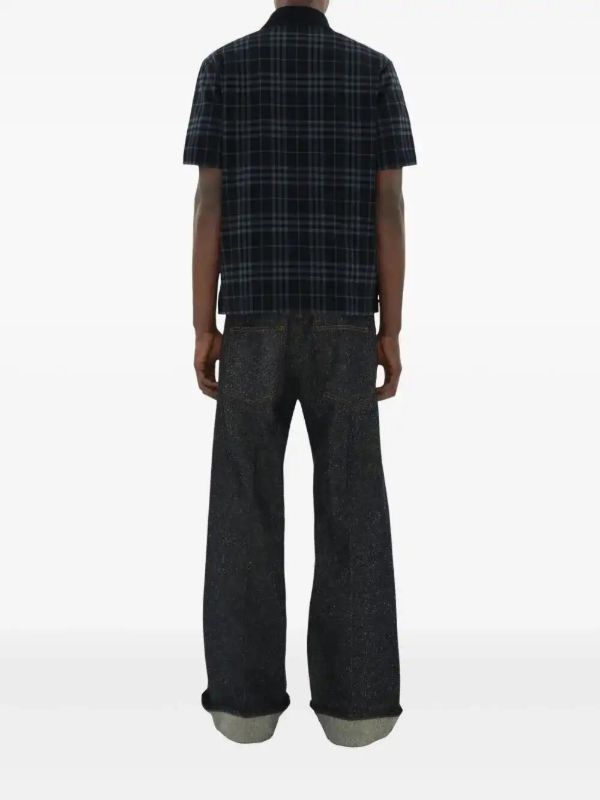 Browns Burberry Blue Checked Polo Shirt | Browns Polo Shirts