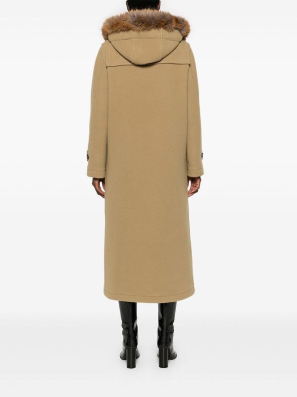 Browns Burberry Brown Faux-Fur Trim Wool Coat | Browns Single Breasted Coats