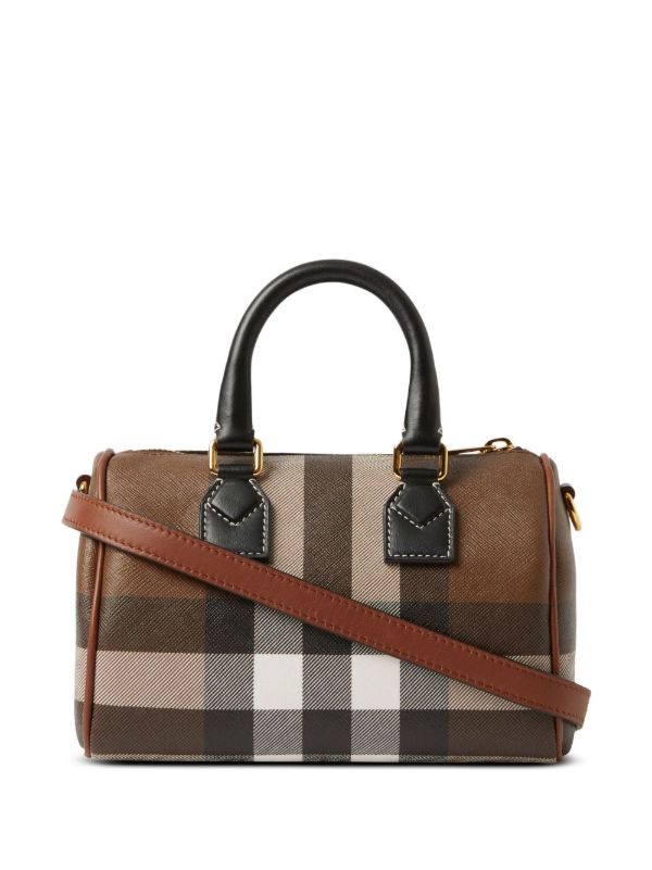 Browns Burberry Brown Mini Checked Bowling Bag | Browns Mini Bags