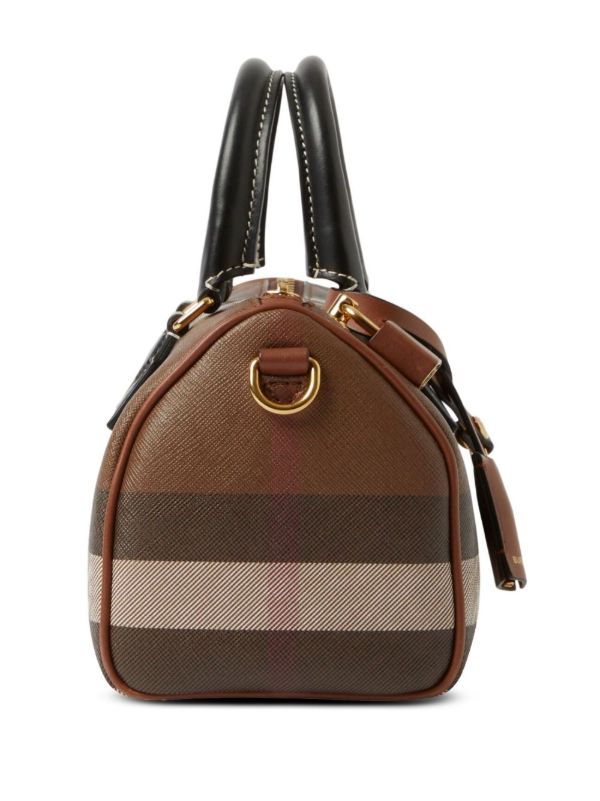 Browns Burberry Brown Mini Checked Bowling Bag | Browns Mini Bags