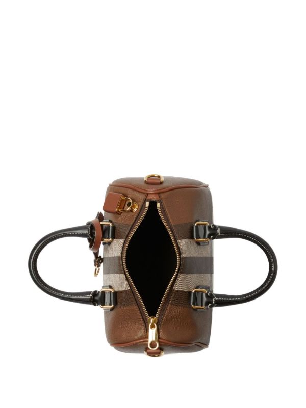 Browns Burberry Brown Mini Checked Bowling Bag | Browns Mini Bags