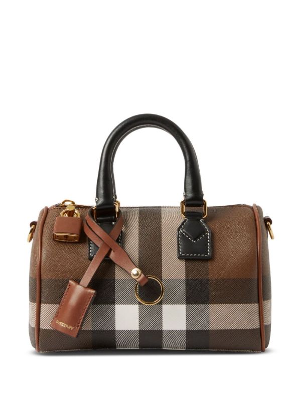 browns Burberry brown mini Checked Bowling Bag | Browns Mini Bags