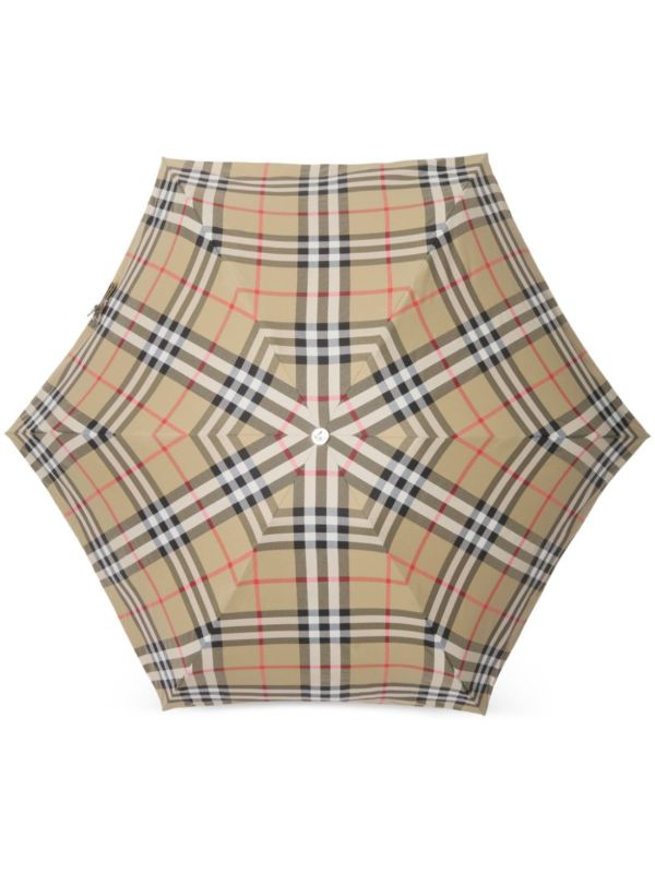 browns Burberry Check Folding Umbrella | Browns Travel Accessories