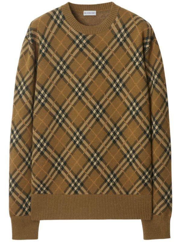 browns Burberry Check Wool Mohair Blend Sweater | Browns Knitted Sweaters