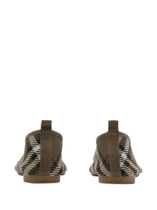 Browns Burberry Checked Knitted Ballet Flats | Browns Ballerina Shoes