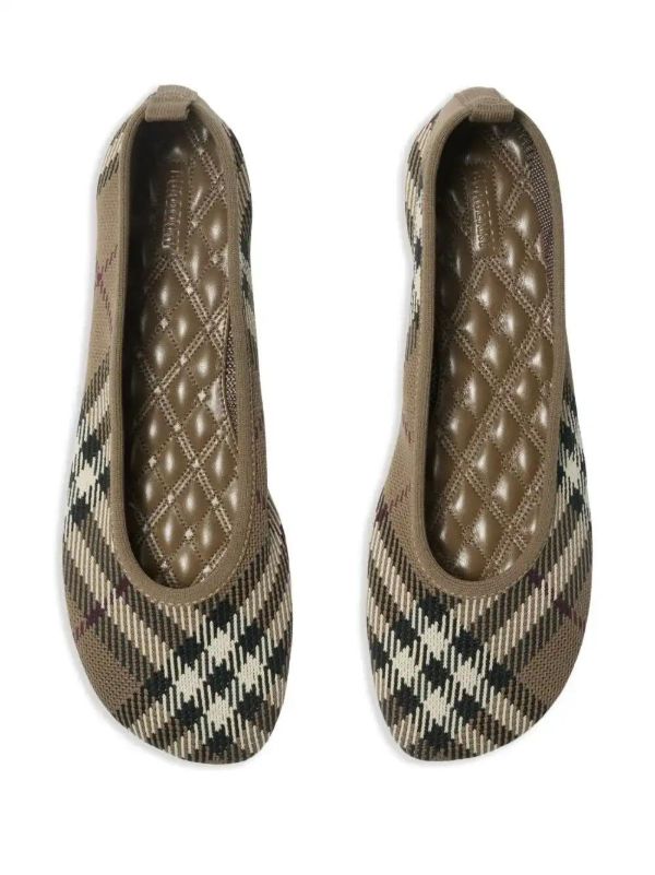 Browns Burberry Checked Knitted Ballet Flats | Browns Ballerina Shoes
