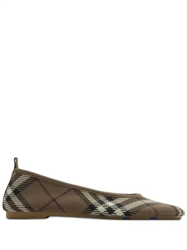 browns Burberry Checked Knitted Ballet Flats | Browns Ballerina Shoes
