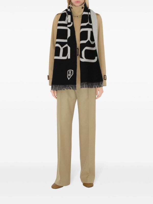 Browns Burberry Logo-Intarsia Wool Scarf | Browns Scarves