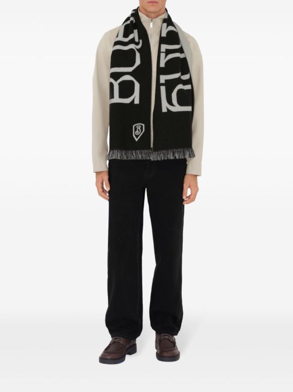 Browns Burberry Logo-Intarsia Wool Scarf | Browns Scarves