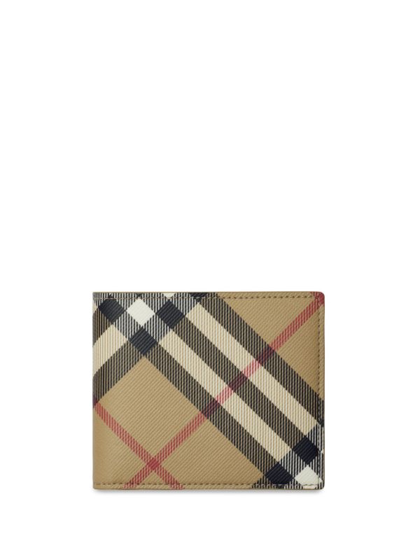 browns Burberry Neutral Check Print Bifold Wallet | Browns Wallets & Billfolds