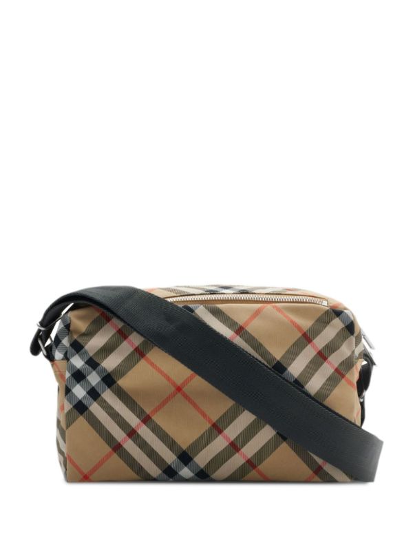 Browns Burberry Neutral Checked Cross Body Bag | Browns Messenger Bags
