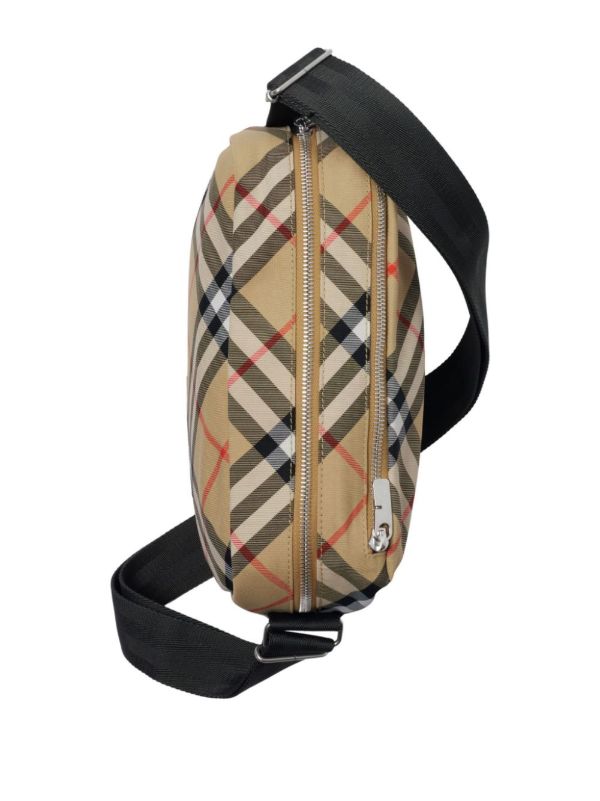 Browns Burberry Neutral Checked Cross Body Bag | Browns Messenger Bags