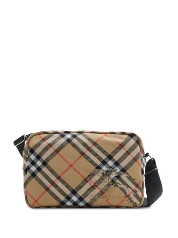 browns Burberry Neutral Checked Cross Body Bag | Browns Messenger Bags