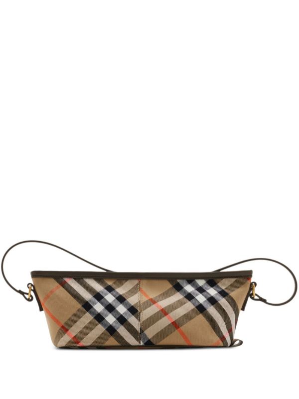 browns Burberry Neutral Checked Mini Shoulder Bag | Browns Shoulder Bags