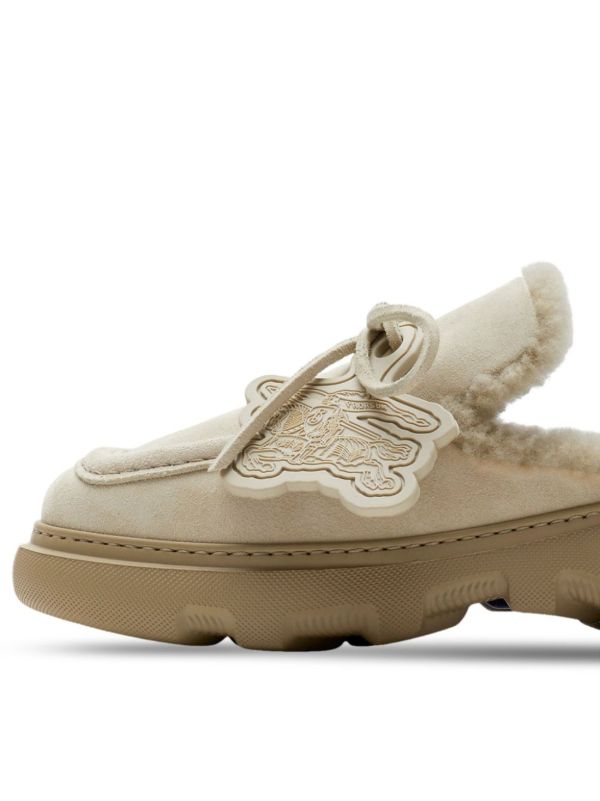 Browns Burberry Neutral Stony Shearling Mules | Browns Mules