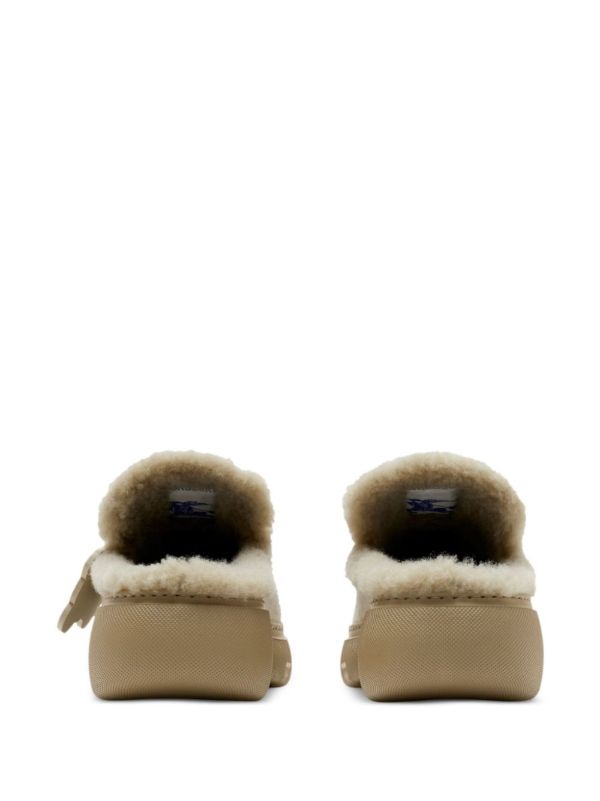 Browns Burberry Neutral Stony Shearling Mules | Browns Mules