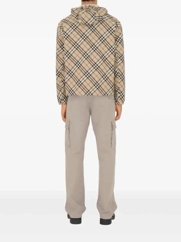 Browns Burberry Neutrals Checked Twill Jacket | Browns Hooded Jackets