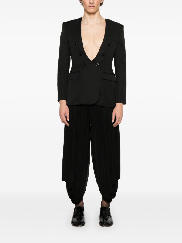 Browns Burc Akyol Black Asymmetric Trousers | Browns Cropped Pants
