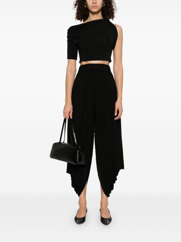 Browns Burc Akyol Black Asymmetric Trousers | Browns Cropped Pants