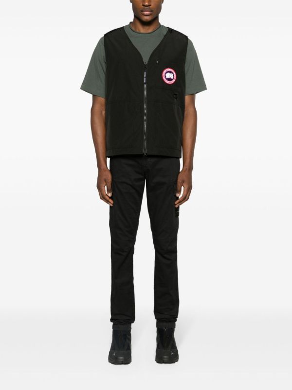 Browns Canada Goose Black Logo-appliqué Zip-up Gilet | Browns Waistcoats & Gilets