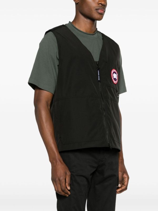 Browns Canada Goose Black Logo-appliqué Zip-up Gilet | Browns Waistcoats & Gilets