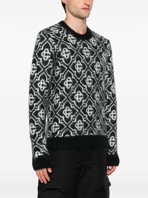 Browns Casablanca Monogram-pattern Knitted Sweater | Browns Knitted Sweaters