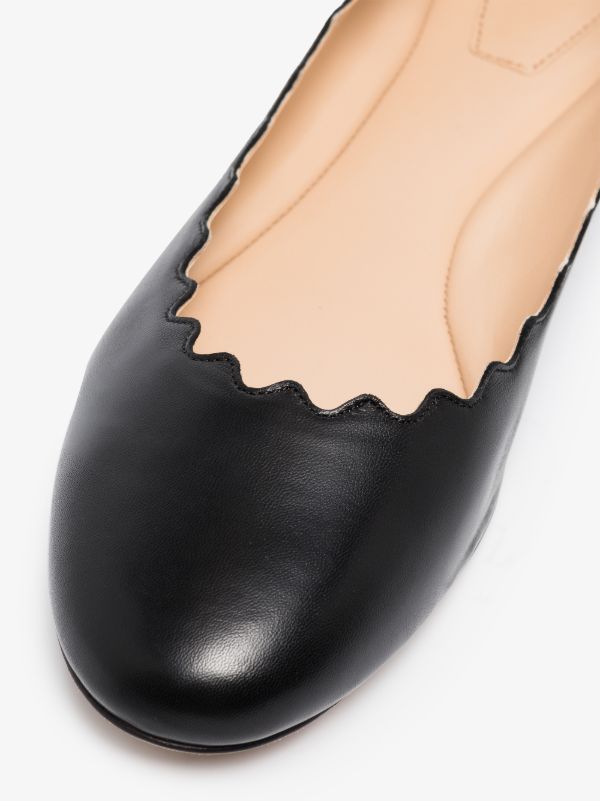 Browns Chloé Black Lauren Scalloped Leather Pumps | Browns Ballerina Shoes