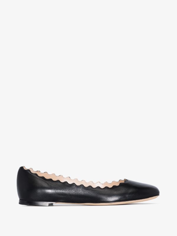browns Chloé black Lauren scalloped leather pumps | Browns Ballerina Shoes