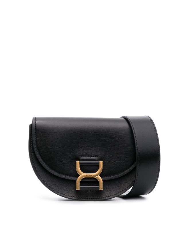 browns Chloé Black Logo Plaque Shoulder Bag | Browns Shoulder Bags
