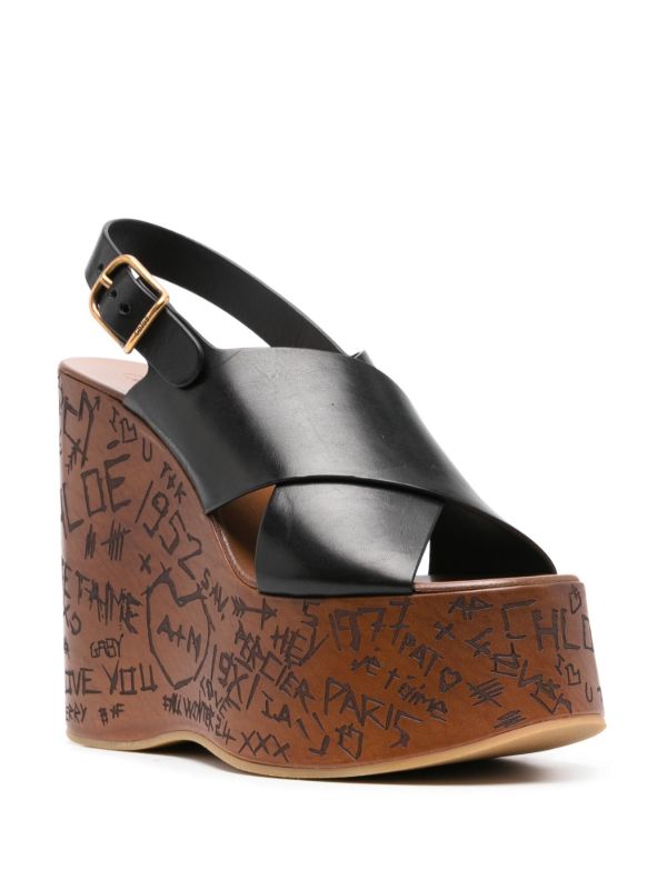 Browns Chloé Black Maxime 130 Wedge Sandals | Browns Sandals