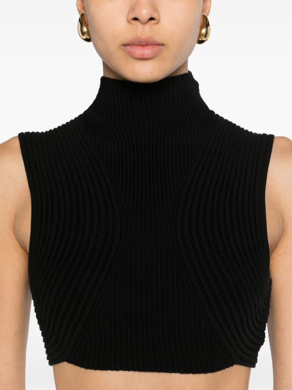 Browns Chloé Black Ribbed-Knit Wool Top | Browns Knitted Tops