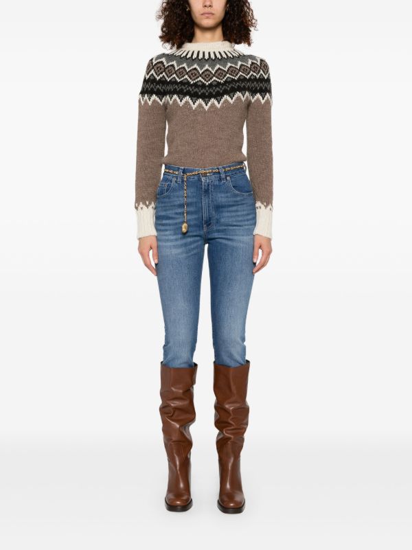 Browns Chloé Brown Fair-Isle Knit Sweater | Browns Knitted Sweaters