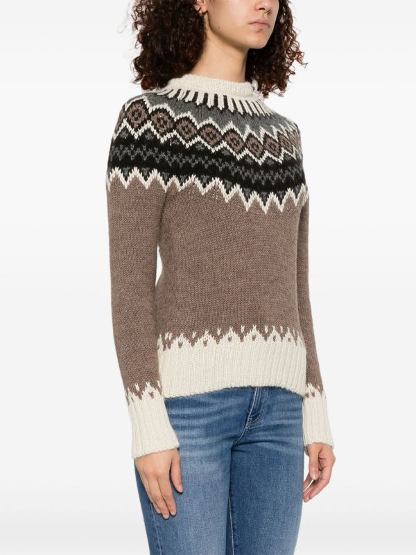 Browns Chloé Brown Fair-Isle Knit Sweater | Browns Knitted Sweaters