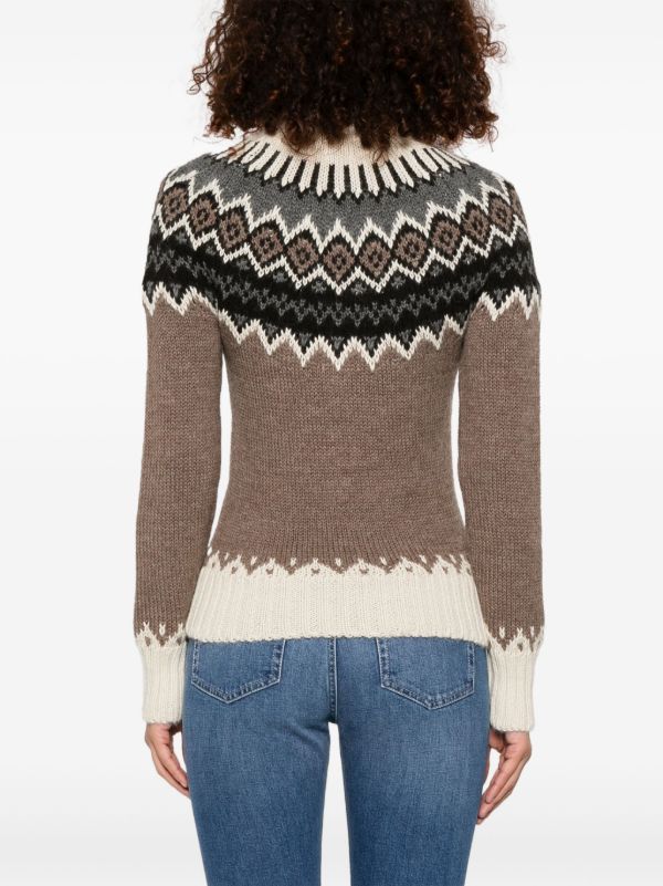 Browns Chloé Brown Fair-Isle Knit Sweater | Browns Knitted Sweaters