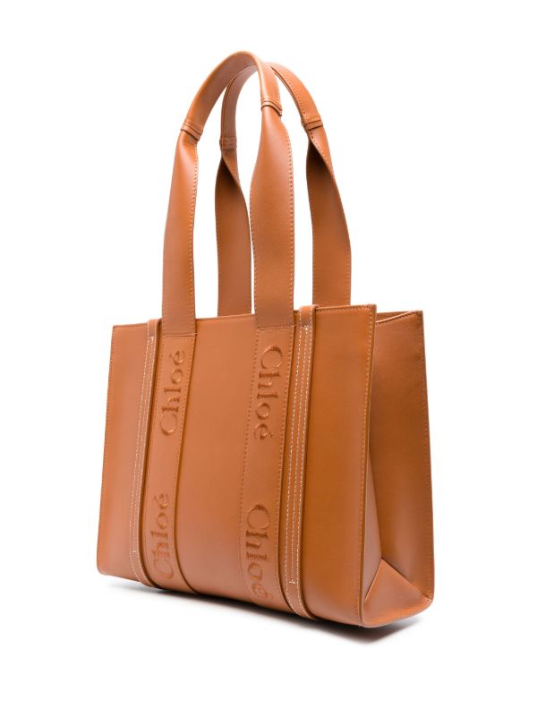 Browns Chloé Brown Woody Medium Leather Tote Bag | Browns Tote Bags
