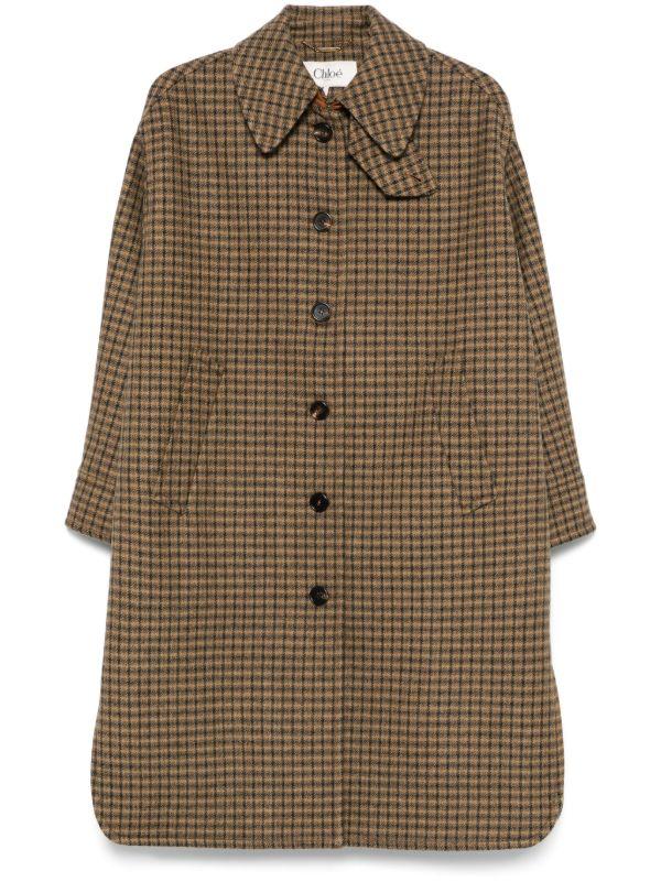 browns Chloé Checked Wool Single-Breasted Coat | Browns Single Breasted Coats