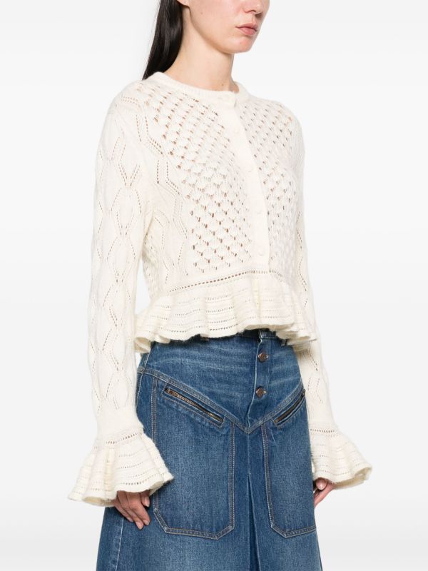 Browns Chloé Crochet Ruffled Cardigan | Browns Cardigans