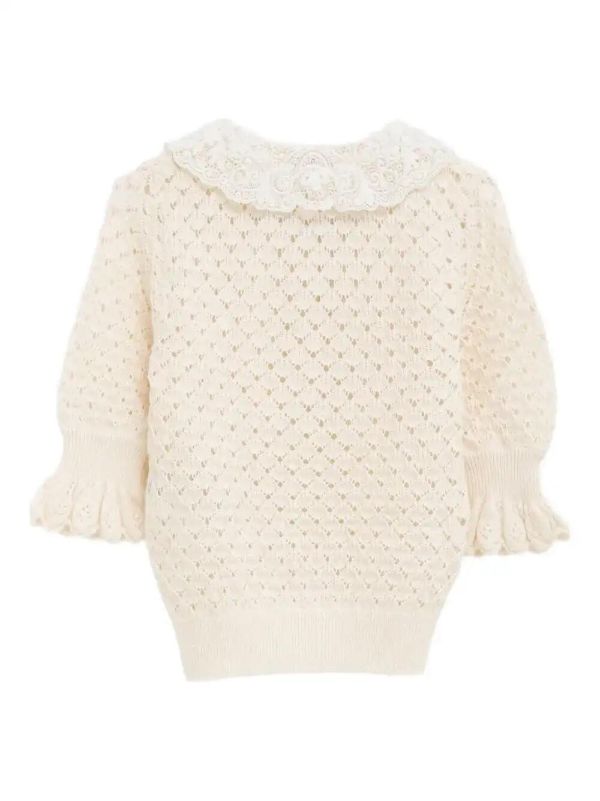 Browns Chloé Lace-collar Open-knit Top | Browns Polo Tops