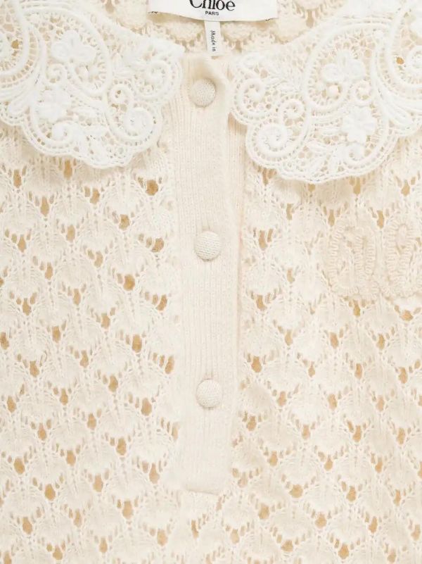 Browns Chloé Lace-collar Open-knit Top | Browns Polo Tops