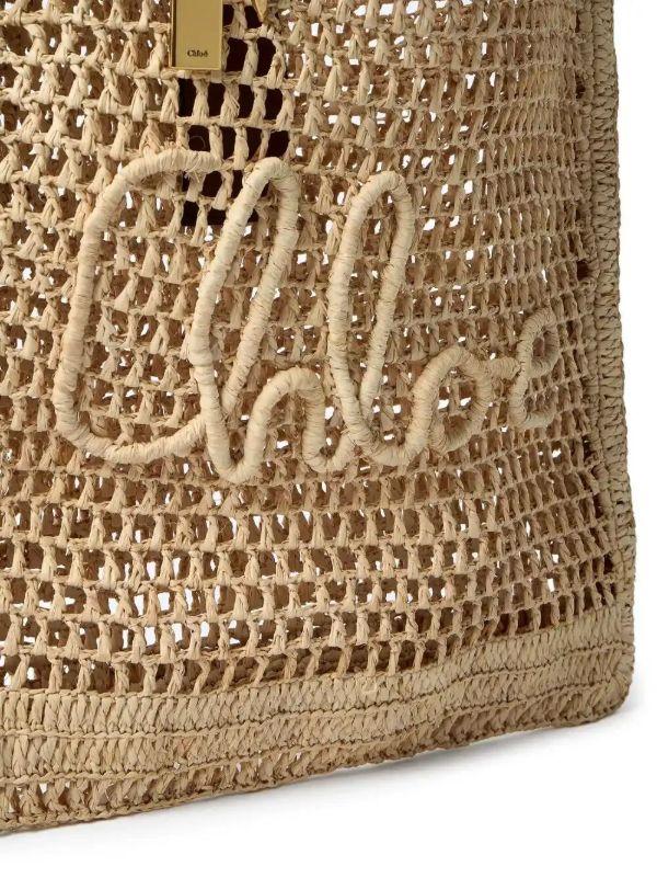 Browns Chloé Summer Banana Logo-detail Raffia Tote Bag | Browns Tote Bags