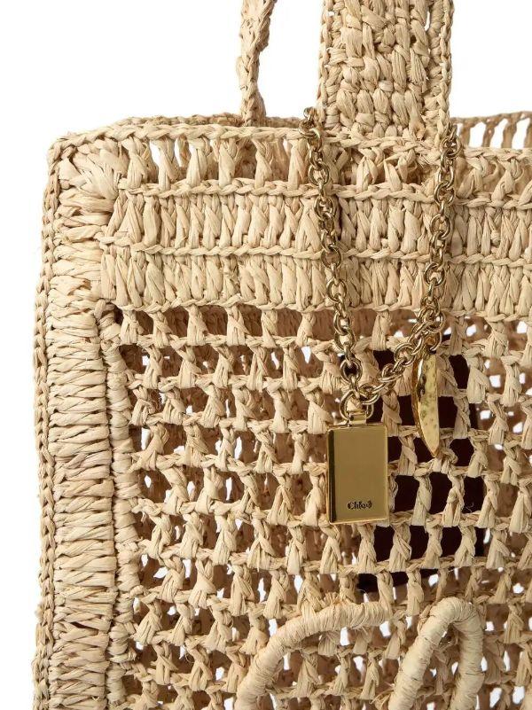 Browns Chloé Summer Banana Logo-detail Raffia Tote Bag | Browns Tote Bags