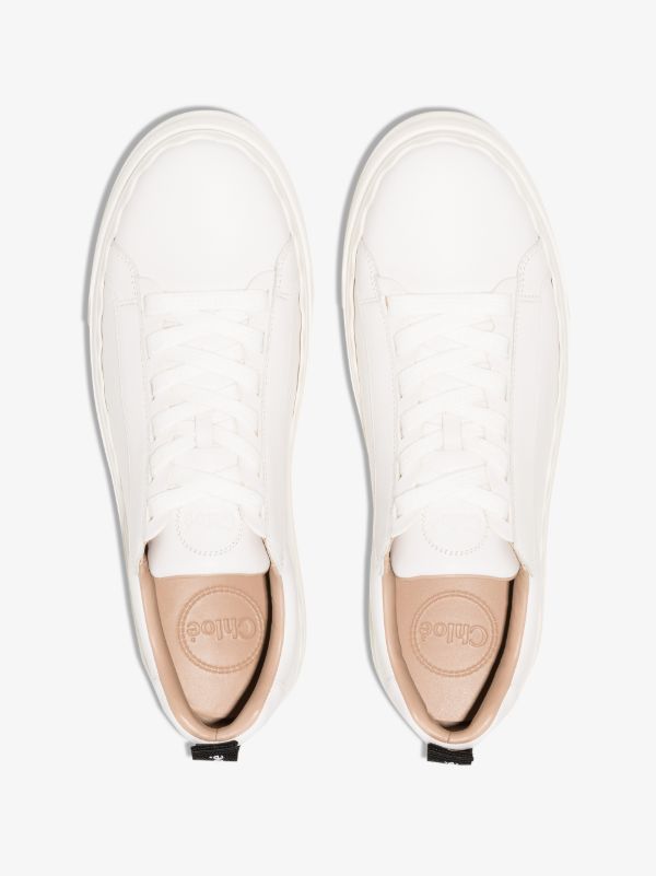 Browns Chloé White Lauren Low Top Leather Sneakers | Browns Sneakers