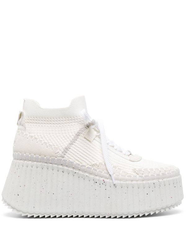 browns Chloé white Nama 80 wedge sneakers | Browns Sneakers