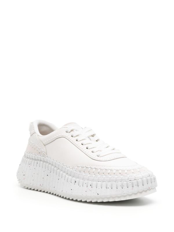 Browns Chloé White Nama Whipstitch Sneakers | Browns Sneakers