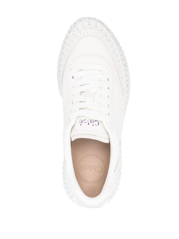 Browns Chloé White Nama Whipstitch Sneakers | Browns Sneakers