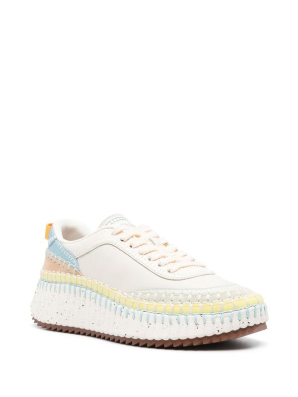 Browns Chloé White Nama Whipstitch Sneakers | Browns Sneakers