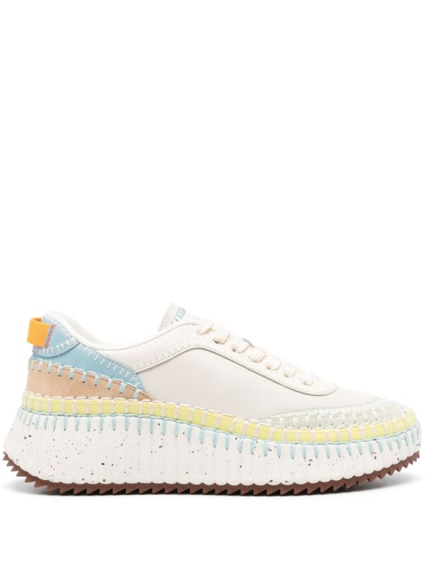 browns Chloé White Nama Whipstitch Sneakers | Browns Sneakers