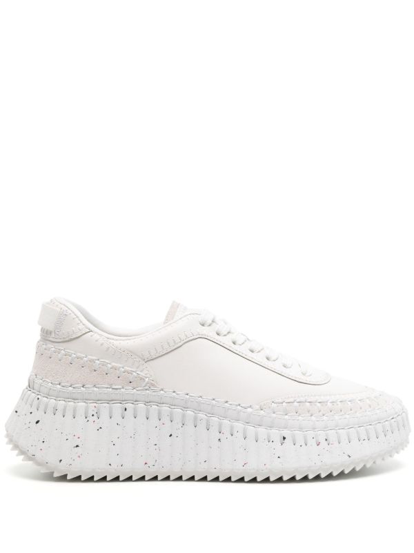browns Chloé White Nama Whipstitch Sneakers | Browns Sneakers