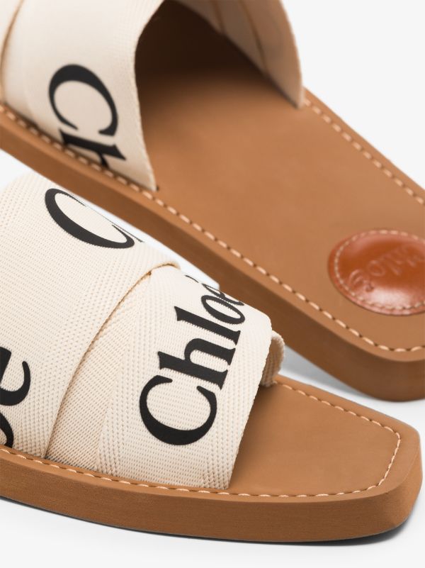 Browns Chloé White Woody Logo Strap Sandals | Browns Sandals