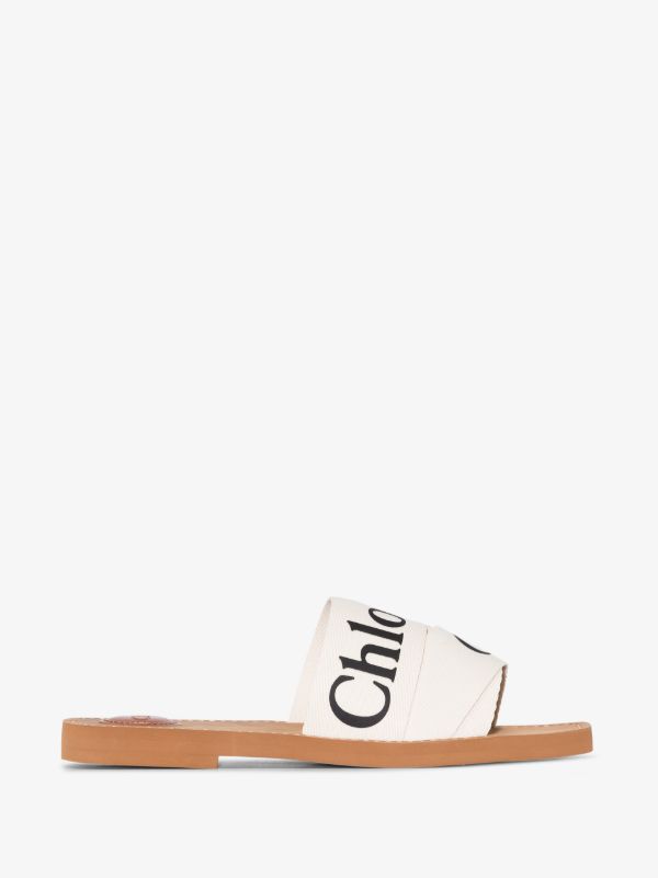 browns Chloé white woody logo strap sandals | Browns Sandals